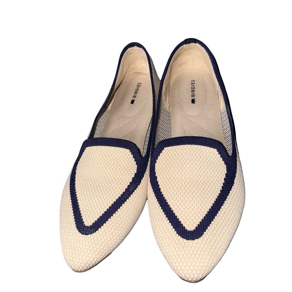 Birdies The Starling Knit Flats Cream Navy Size 8